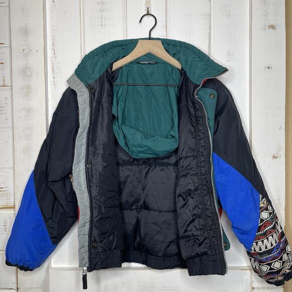 VTG OBERMEYER YOUTH SIZE 16 Ski Snowboard Hooded Jacket Aztec Tribal Southwest - Picture 13 of 16